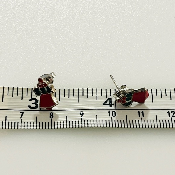 Four Sets Vintage Christmas Earring Stud Sets Santa Bell SnowmanHoliday Jewelry - Picture 11 of 16